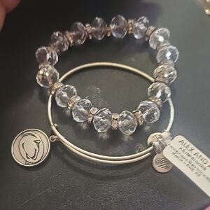 Alex and Ani Silver and Clear Beaded Bracelet Set